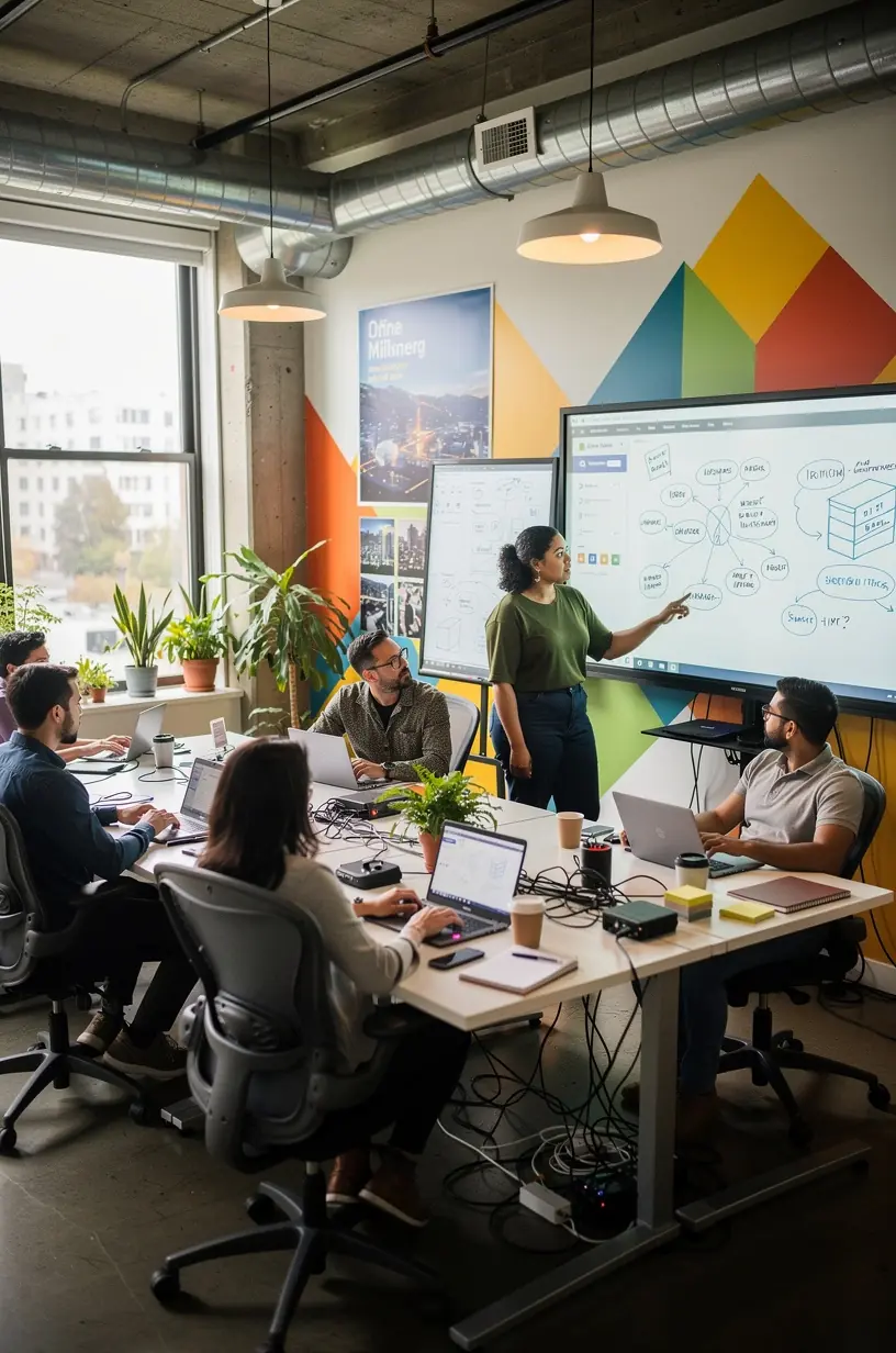 Urban gardener using technology for sustainable practices.